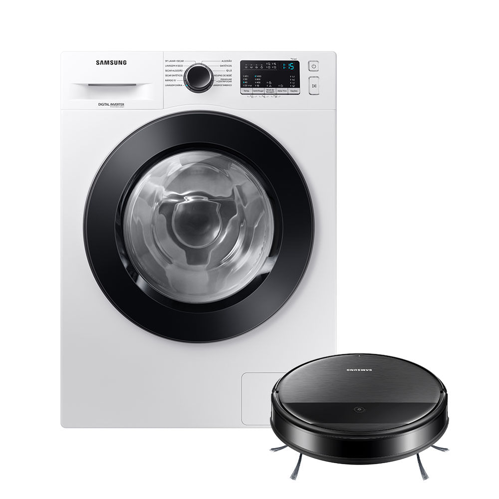 Kit Lava E Seca Wd11M Inverter Branca 11/7Kg (110V E Aspirador Robô 2 Em 1 Com Wi-Fi Vr5000 Menor preço em Kit Lava E Seca Wd11M Inverter Branca 11/7Kg (110V E Aspirador Robô 2 Em 1 Com Wi-Fi Vr5000