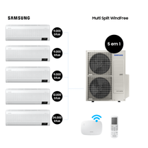 Kit Ar Condicionados Multi Split 5 Em 1 Com Wifi WindFree 3x9.000 + 1x12.000 + 1x24.000 Quente e Frio 220V