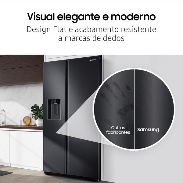 Geladeira Samsung RS60 Side by Side com All Around Cooling™ e SpaceMax™ 602L Black Inox Look