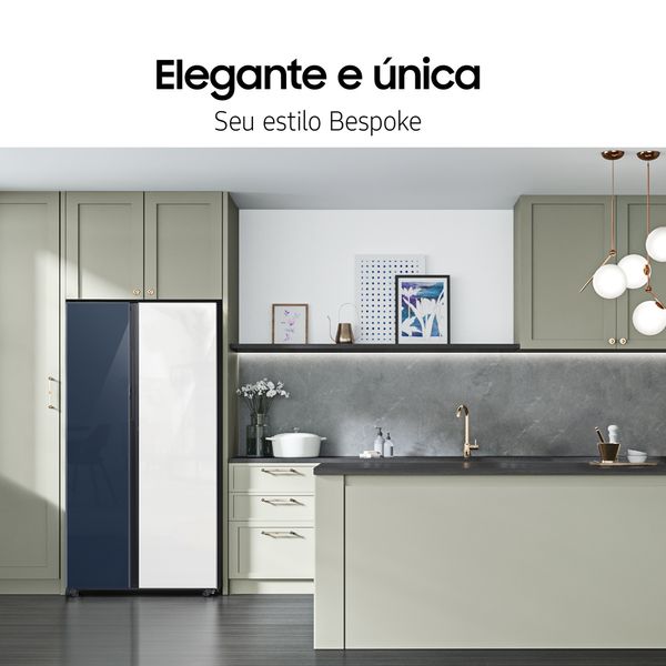 Geladeira Samsung Bespoke Side by Side com Porta de Abertura Automática 590L Cor Clean Navy e