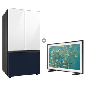 Geladeira Samsung Bespoke French Door 3 Portas 550L 220V + Smart TV 43" QLED The Frame 2022 43LS03B