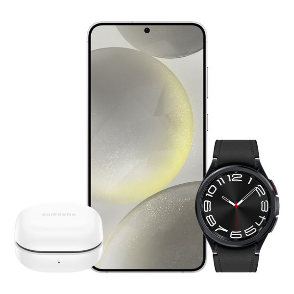 Galaxy-S24--5G-512GB---Cinza---Galaxy-Watch6-Classic-LTE-43mm---Preto---Galaxy-Buds-FE---Grafite