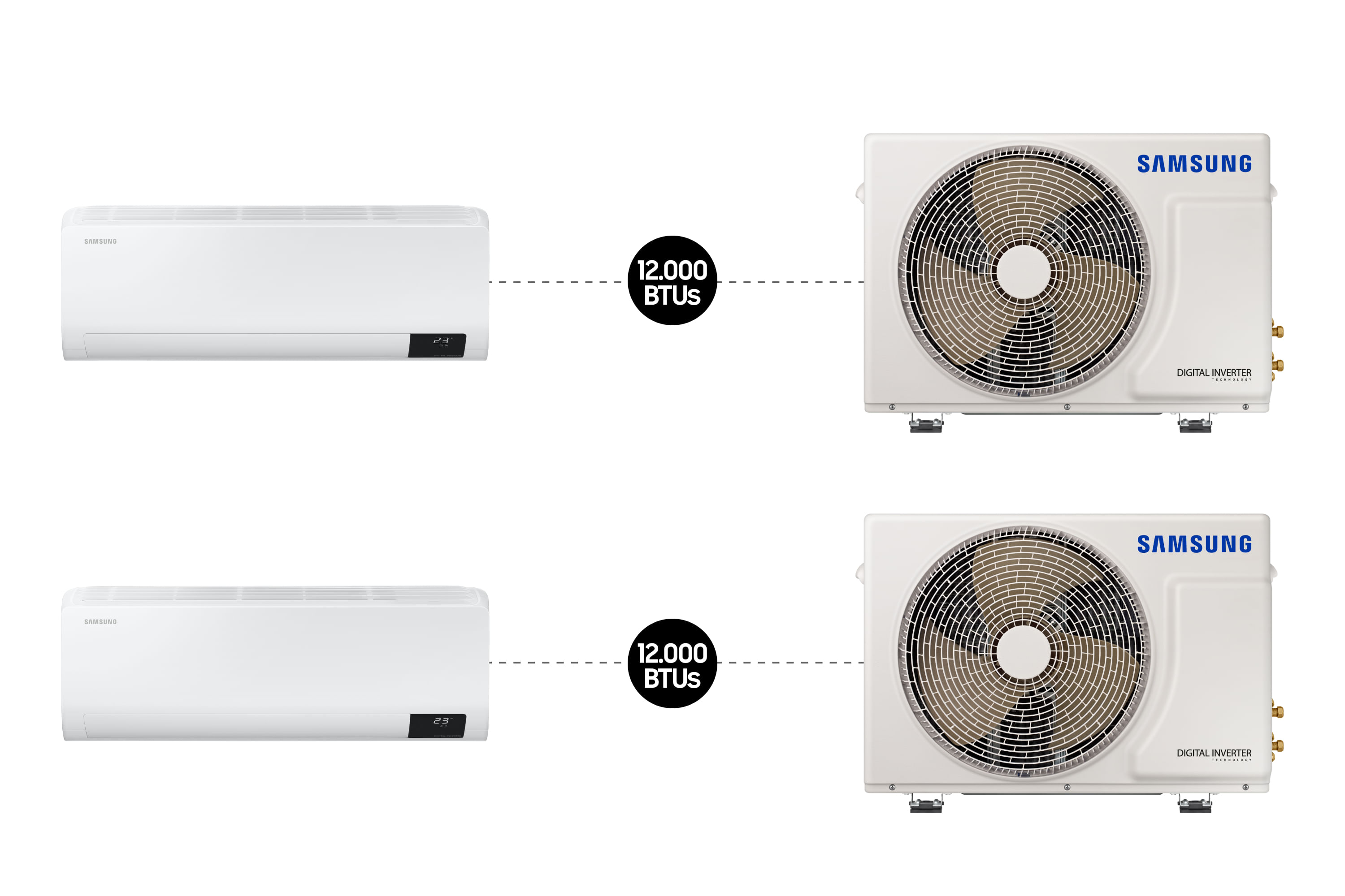 Combo 2X - Ar-condicionado Split Samsung Digital Inverter Ultra 12.000 BTUs Frio Menor preço em Combo 2X - Ar-condicionado Split Samsung Digital Inverter Ultra 12.000 BTUs Frio