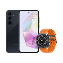 A35 5G (256GB) - Azul Escuro + Galaxy Watch Ultra LTE 47mm - Titânio Cinza