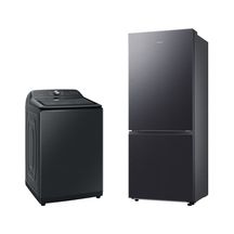 Lavadora Smart Digital Inverter WA23B Black 23kg 220V + Geladeira Samsung BMF RB50DG6020B1BZ SmartThings 462L Black Inox Look 220V