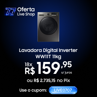 WW11T4040BXFAZ Lavadora Digital Inverter Samsung Porta Black WW11T Inox 11kg com cupom de desconto LIVE0707